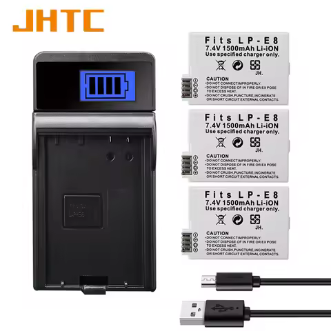 1500mAh Battery Charger for Canon LP-E8 LPE8 Camera Digital Battery EOS 550D 600D 650D 700D X4 X5 X6