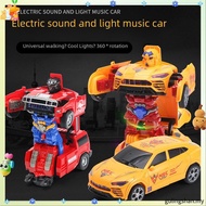 Auto Transformation Robot Toy Car Electronic Rotating Police Car Toy Light Musical Deformed Car Toys