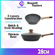 24cm/28cm RUSSELL TAYLOR Deep Fry Pan | Non-Stick Marble Coated | PDF24/28