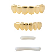 24K Gold Plated Hip Hop Teeth Grillz Punk Custom Fit Polished Teeth Grillz Caps Top & Bottom Grill S