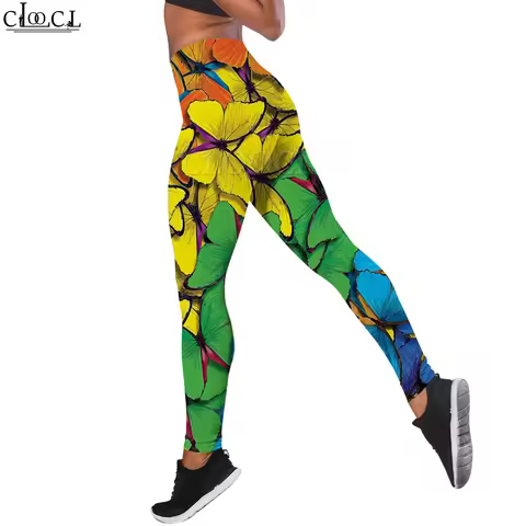 CLOOCL Fashion Casual Women Legging Beautiful Butterfly Printed Yoga Pants High Waist Legging Workou