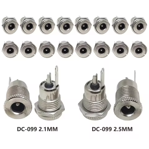 10/50PCS DC099 5.5 mm x 2.1mm DC Power Jack Socket 5.5*2.1 Female Panel Mount Connector 5.5*2.5mm Me