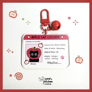 Apple cat ID Small keychain | Apple cat keychain | Apple red keychain