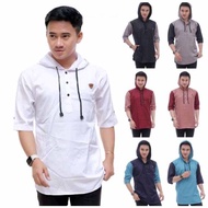 Baju Koko Kurta Pakistan Model Hoodie lengan 3%4 Pria Dewasa Bahan Adem Menyerap Keringat Baju Koko 