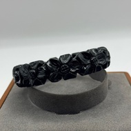 Jade Bracelet Carved Flowers Around The Ring Bare Shape Size 62 Mm E594