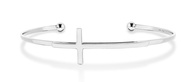 925 Sterling Silver Italian Adjustable Sideways Cross Bracelet for Women 7.25-7.5 Inch 18K Gold Plat