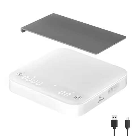 Portable Coffee Scale 0.1g Precision 0.3g-2000g, Flow Rate & Ratio Modes, 7H Battery Type-C, Tempere