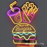 Customize Burger plus lights stand decoration night market fried chicken luminous words led neon lig