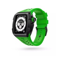 【Y24】Apple Watch 45mm 不鏽鋼防水保護殼【黑/綠】