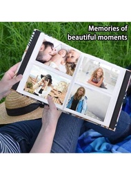 小型相簿4x6，200張照片亞麻封面照片集，適用於家庭婚禮紀念日寶寶假期（200張照片（4x6），藍色樹葉）