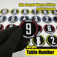 Table Number Laser Engrave Cafe / Canteen / Dine in Table Number Ukiran Nombor Meja / 桌面号码