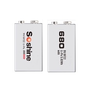 Soshine New 9V Lipo Rechargeable Battery: 680mAh 7.4V chargeable battery