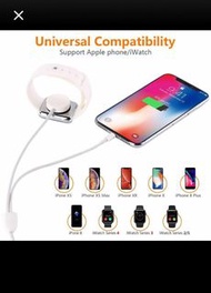 2in1  Apple Watch Charger, 2 in 1 iphone Charger With 3.3ft/1.0m Portable Charging Cable Compatible With for Apple Watch Series 4/3/2/1, iPhoneXR/XS/XS Max/X/8/8Plus/7/7Plus/6/6Plus/iPad4/iPad Air 蘋果手錶手機充電缐