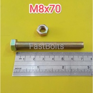 Yellow Bolts and Nuts 12 Length 7cm M8x70 M8 Bolt Bolt and Nut