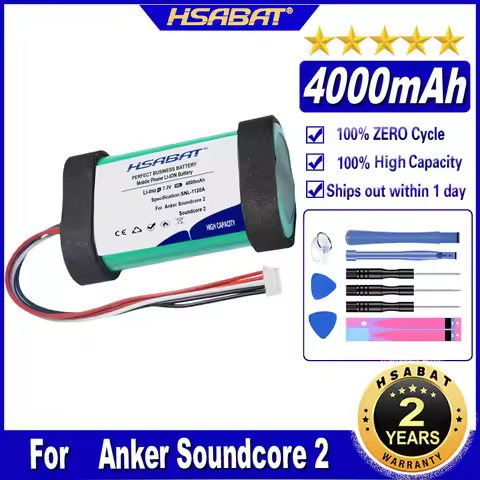 HSABAT A3105 4000mAh Battery for Anker Soundcore 2 A3105 Bluetooth Speaker Batteries