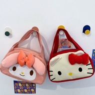 Kawaii Sanrio Handbag Hello Kitty Cosmetic Bag Wallet Cute My Melody Canvas Bag Student Storage Bag Large Capacity Girl Gift