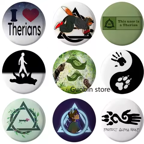 58mm New Therian Delta Symbol Button Pin Creative Cartoon Rainbow Therian Sign Brooch Badge Bag Clot