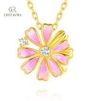 CRITI RORA | CVD LAB Grown Diamond“เพชรปลูก คือ เพชรแท้”สร้อยคอจี้รูปดอกไม้สำหรับผู้หญิง เงินสเตอร์ล
