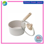 CAROTE One -handed pot 18cm IH compatible source pan marble coating lid 【Direct from Japan】