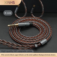 XINHS-26 สายเคเบิลอัพเกรด HiFi ฟอยล์ทองแดง 8 แกน สายหูฟังสีเทาสีน้ำตาล ปลั๊ก 2.5 / 3.5 / 4.4 มม. พร้