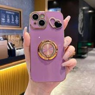 1pc Black Electroplated Anti-Drop Phone Case And 1pc Black 6D Electroplated Rotating Phone Stand And