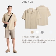 Plain parachute fabric short-sleeved shirt, medium fit F3 - The Weekend 031 24582 |YaMe|