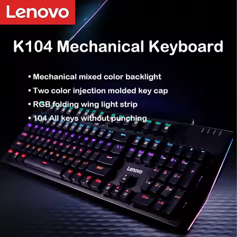 Lenovo K104 Mechanical Keyboard 104 Keys RGB Backlight Effect Office Games Blue Axis/Red Axis Option