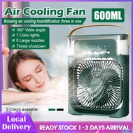Air Cooler Fan Mini Portable Fan Cooler Air Humidifier Purifier Air Conditioner Cooler With 7 Color Light 600ml Water Tank Can Regularly Perfume Cotton 风扇