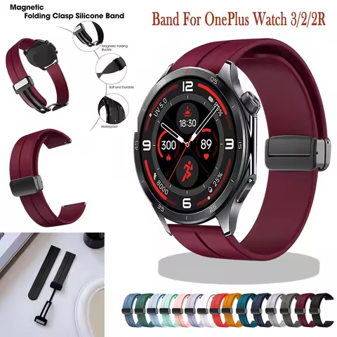 22mm Watchband for OnePlus Watch 3 2 2R Soft Comfortable Magnetic Clasp Silicone Wristband for OnePl