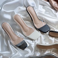 YOURSHOES N40 (For Chubby Feet +1 Size)/3.5-Inch High Heels Women's Shoes Clear Strap