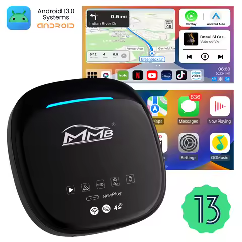 Android 13 MMB MAX 5.0 CarPlay AI Box LED QCM6225 Wireless CarPlay Android Auto AI Adapter Magic Box