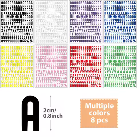 Iron on Letters 2cm height Heat Transfer A-Z 0-9 Iron on Vinyl Letters 8 Colors Stickers for DIY Pri