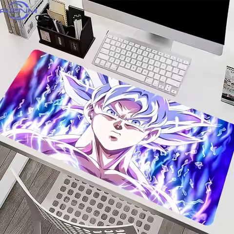 Purple Blue Lightning Aura Anime Character Art Mouse Pad, Rubber Non-Slip Base, Smooth Fabric Gaming