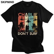 Vintage Charlie Don't Surf T Shirts Men Cotton Military Vietnam War Apocalypse Now Tee Tops O-neck S