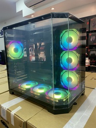 HiteqPC | ATX Dual-Chamber 4-Glass Panel PC Case  (Back-Connect Compatible) - Coolman Zentra Luxe