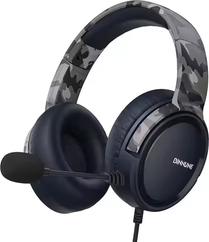 BINNUNE Gaming Headset with Mic for PC PS5 PS4 Xbox one Switch, Wired Gamer Headphones Over-Ear Head