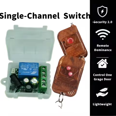 RF 433MHz Remote Wireless Switch Garage Door Command DC 12V 24V 30V 1-Channel 10A Relay Receiver 1/2
