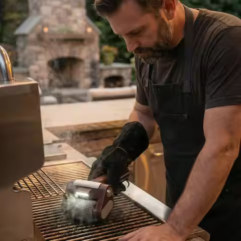 Rechargeable Electric Grill Cleaner with LED Light Stainless Steel Roller Grill Cleaner Brush Detach