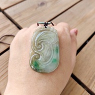 【親翠】天然翡翠 冰茶黃加綠大如意調整式繩鏈