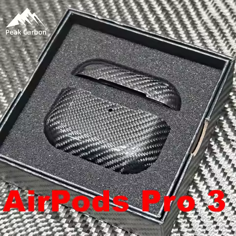 Real Glossy 3K Woven Black Carbon Fiber Case for Apple AirPods Pro 3 2 1 / Airpods 3 4 Gen Ultra Lig