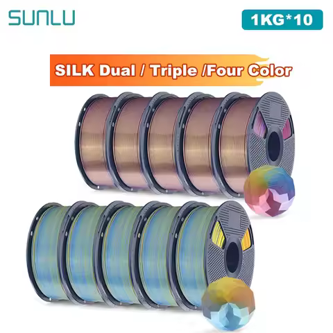 SUNLU 10KG SILK /Dual / Triple /Four Color 3D Printer Filament 1.75mm 1000g Spool (2.2lbs) Neatly Fi