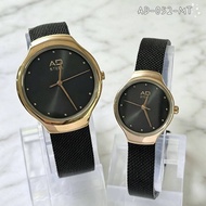 AD Steel 052 Luxury Couple Watch | Black Dial Gold Case Stainless Steel Mesh Band Original AD Steel