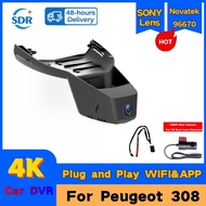 4K 2160P Plug And Play Dashcam Wifi Car DVR Video Recorder For Peugeot 308 GT 2022 2023,For Citroen 