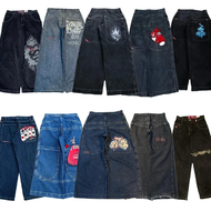 JNCO กางเกงยีนส์ขากว้างของผู้ชายฮิปฮอป Y2K งานปักคุณภาพสูงฮาราจูกุกางเกงยีนส์สตรีทแวร์สวยงามกางเกงขา