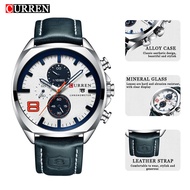 CURREN 8324 Quartz Waterproof Watch For Men, Leather Round Calendar Watch For Business, Gifting