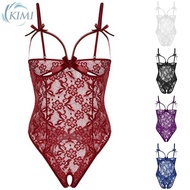 KIMI-Jumpsuits Bodysuit Breathable Lingerie Open Crotchles See Through Sleepwear