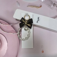 Chanel Ribbon Bow Imitation Pearl Keychain