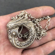 7.28 Antique Miscellaneous Collection Antique Daqing Qianlong Year-Made Phoenix Pendant Necklace Ant