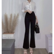 (Length 88-95CM)High-waisted flared pants in snow and rain fabric with diagonal pockets - Women's hi