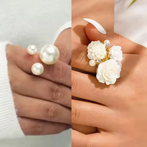 1PC Simple Flower Fingertip Nail Rings For Nail Photo Nail Open Ring Studio Supplies Nail Gel Color 